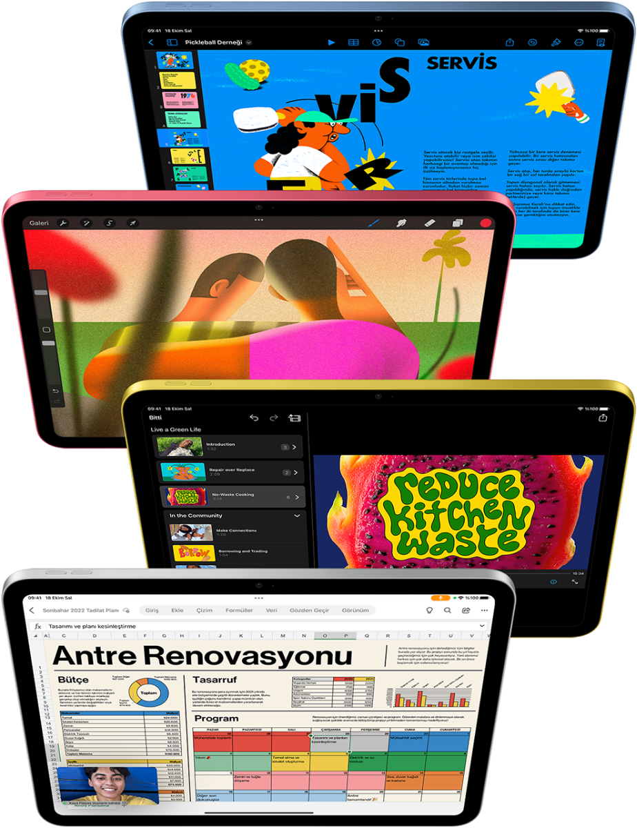 Keynote, Procreate, iMovie ve Microsoft Excel + WebEx.