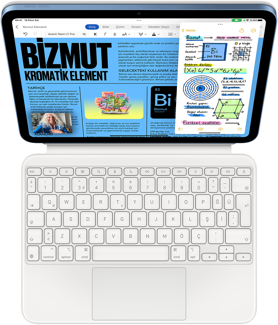 iPad’de Pages ve Notlar uygulamaları ile Slide Over özelliği.