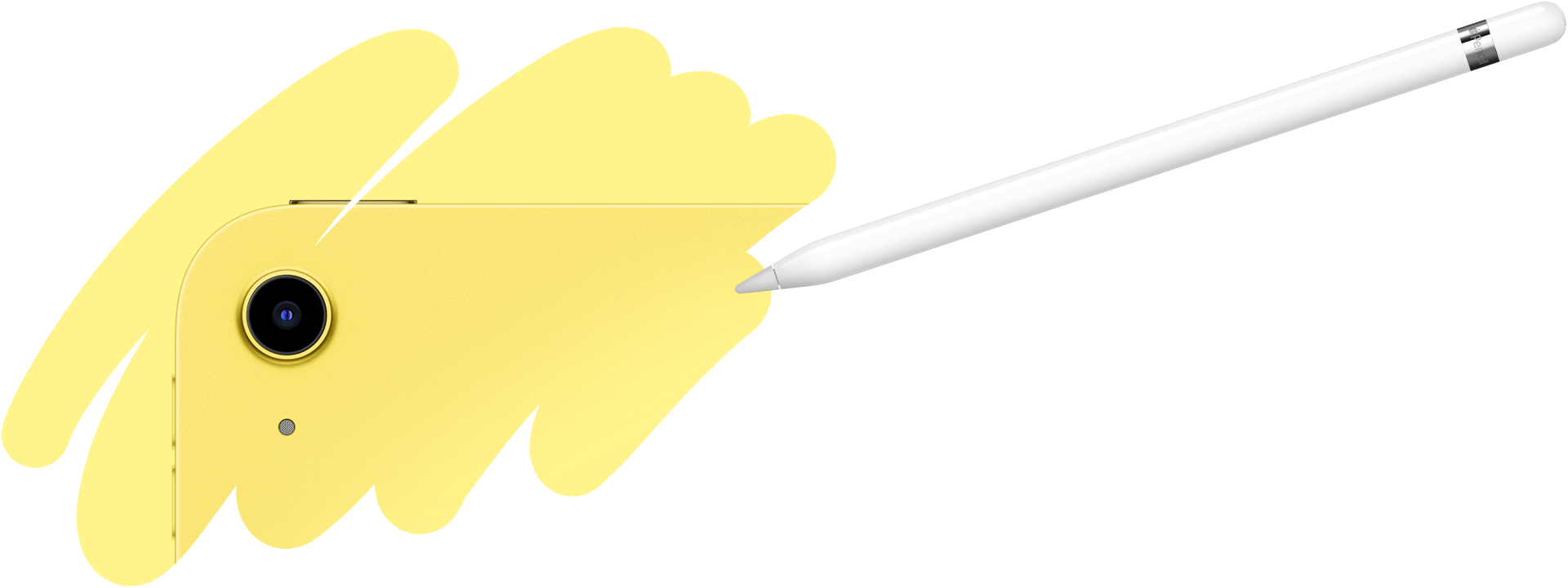 Apple Pencil çizim hareketiyle ortaya çıkan iPad’in arka kısmı ve arka kamera.